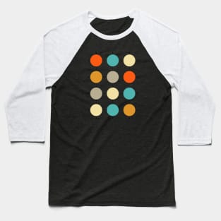 Orange Turquoise Cream Tan Circles on Grid Baseball T-Shirt